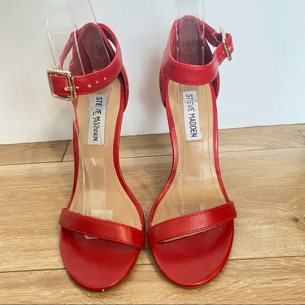 Steve Madden Rebuttle Red High Heel Ankle Strap Stiletto Sandal - Picture 2 of 11